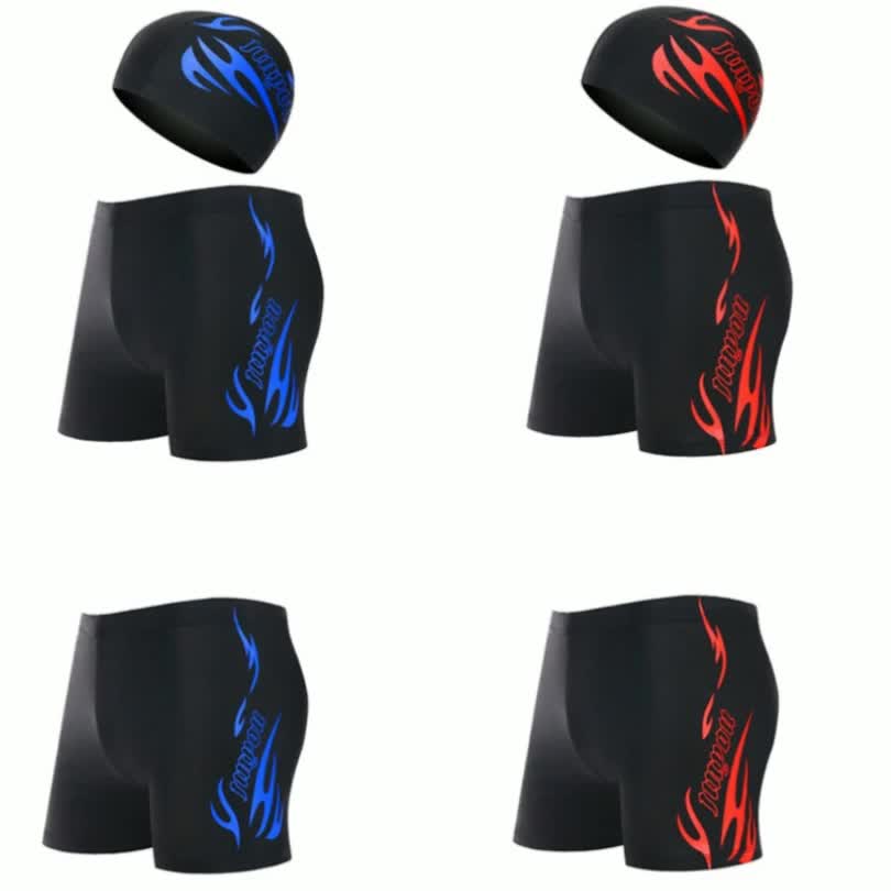 

Men's Boxer Adult Swimming Trunks Suits Men's Loose Large Size Swimsuits Fashion Swimming Caps Swimming Suits