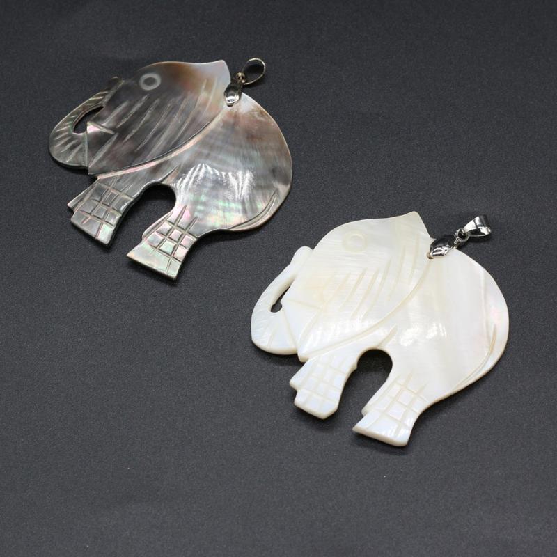 

Charms Natural Shell Pendant Elephant Shaped 50x55mm Animal Shape DIY Necklace Unique Jewelry Necessary Decoration, Bronze;silver