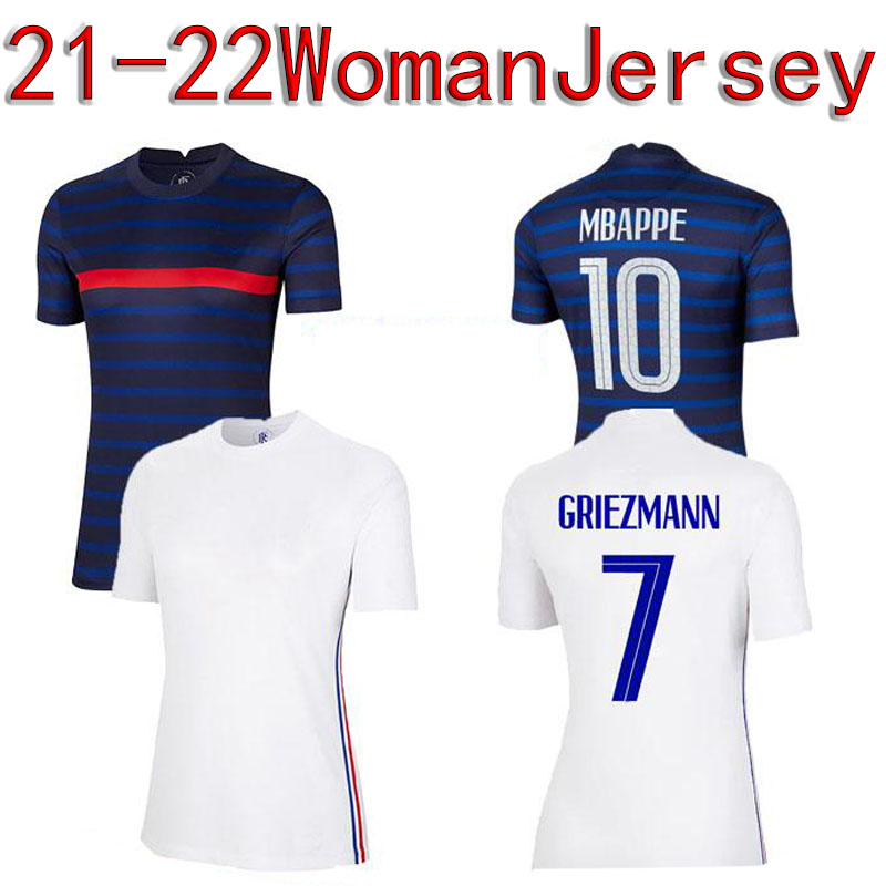 

WOMEN 2021 2022 soccer jersey home away MBAPPE ladies maillot de foot HERNANDEZ VARANE GIROUD THAUVIN KANTE POGBA girls football shirt, Black;yellow