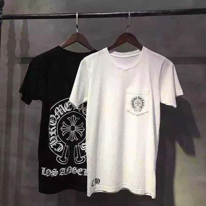 

Hearts Chrome Spring and Summer Tide Brand Ch Horseshoe Printed Short T-shirt Round Neck Women's Top Men's Loose Half Sleeve Lover, White;black