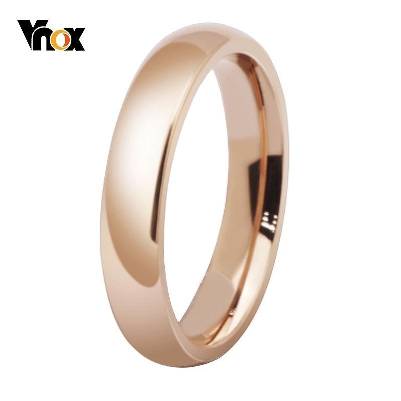 

Wedding Rings Vnox Basic 585 Rose Gold For Women High Polished 4MM Stainless Steel Female Alliance, Slivery;golden