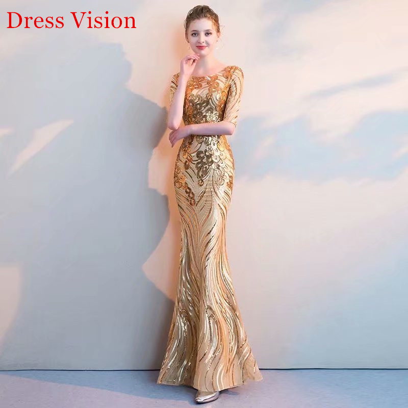 

Robe De Soiree Evening Dresses O-Neck Half Sleeve Mermaid Party Gown Robe De Soire De Mariage Vestido Fiesta Boda, White