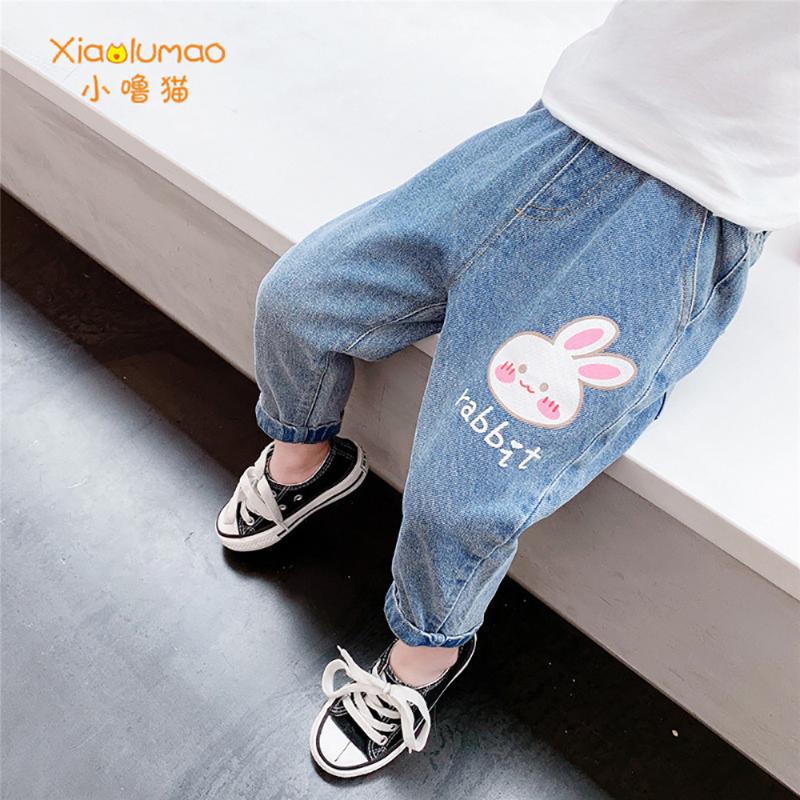 

Spring Autumn Trousers Girls Jeans For Kids Fashion Denim Pants Baby Boys Jean Children Clothes Infant Clothing XIAO LU MAO, Blue