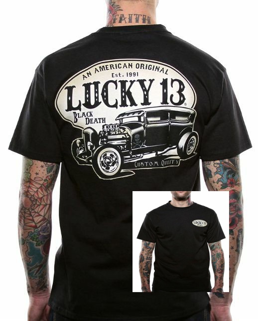 

Details about Lucky 13 high quality shirt black death American original hot rod ROCKABILLY black XS-5XL, White;black
