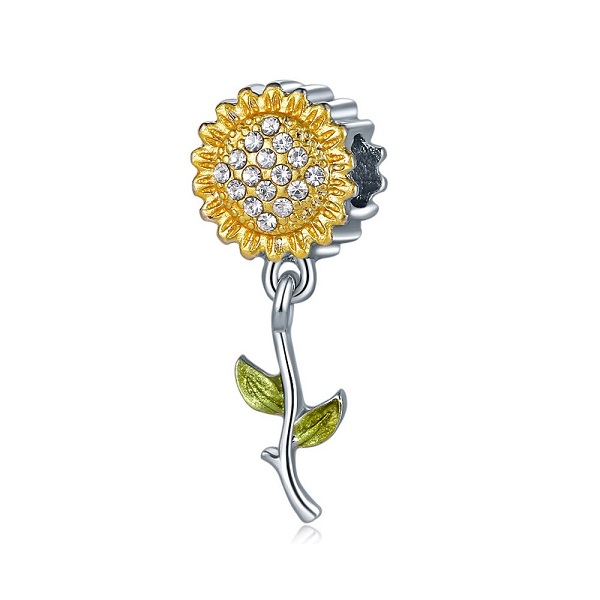 

Fits Pandora Bracelets 20pcs Sunflowers Yellow Enamel Silver Charms Bead Dangle Charm Beads For Wholesale Diy European Sterling Necklace Jewelry