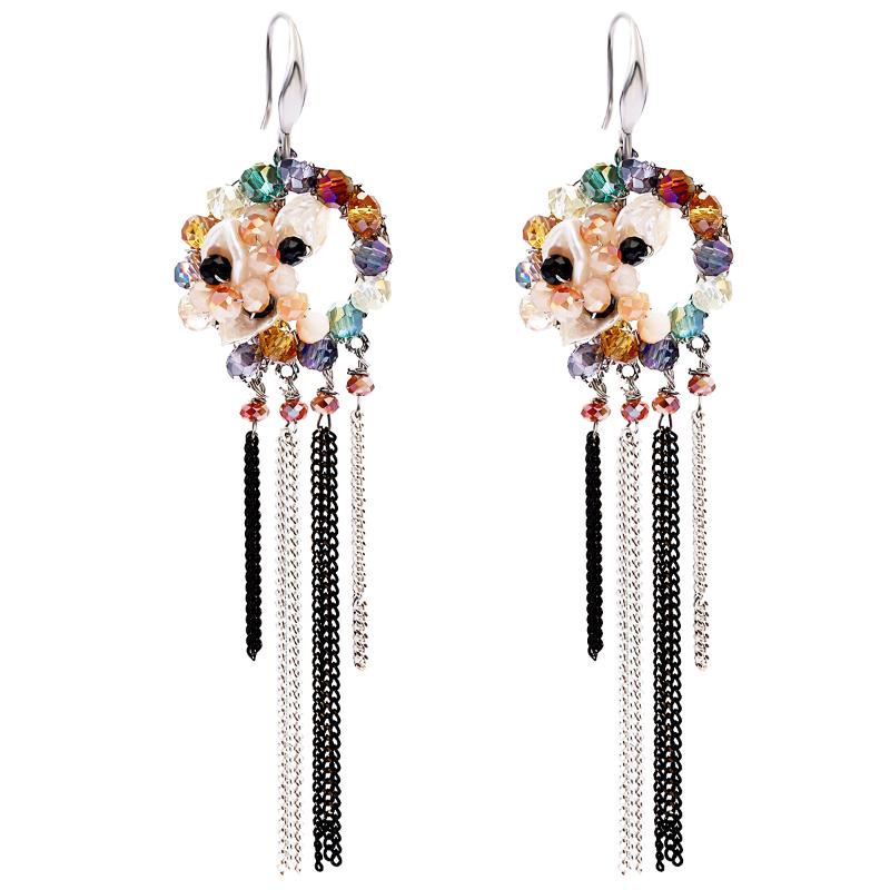 

Dangle & Chandelier Handmade Tassels Long Chains Earrings Bohemian Crystal Silver Plated French Ear Hook Fashion Jewelry 4151