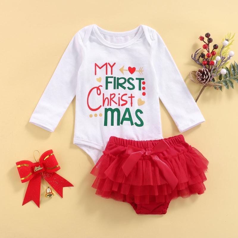 

Clothing Sets Ma&Baby 0-24M My 1st Christmas Baby Girls Clothes Set Letter Romper Ruffles Skirts Outfits Xmas, White