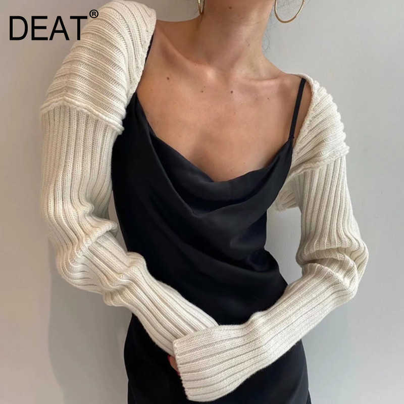 

DEAT Autumn Spring Women Style Fashion Temperament Bat Sleeve Shawl Ultra Short Casual Knitted Cardigan Sweater RD670 210709, Gray