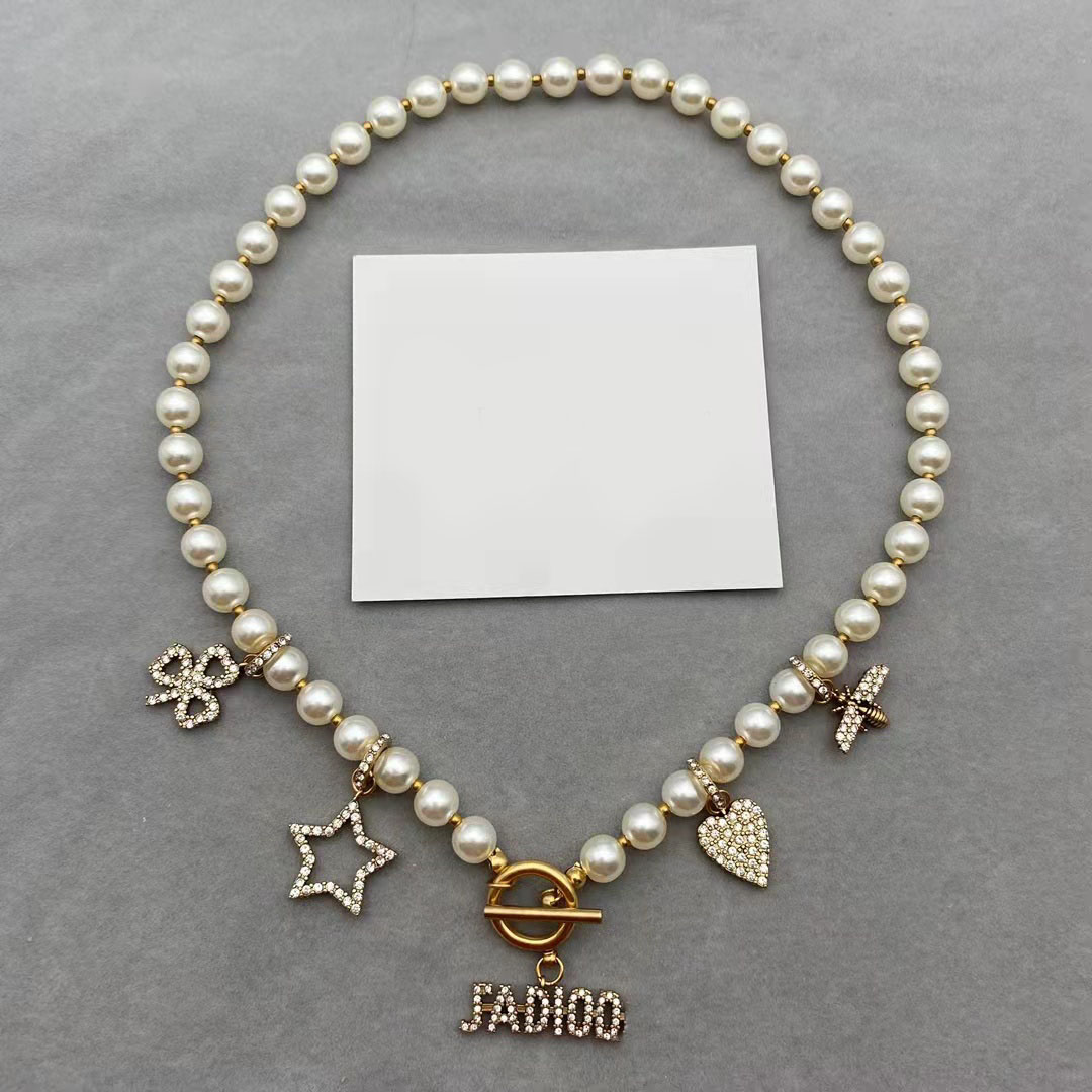 Mode D Home Perle Clavicule Colliers Colliers Dame Personnalité All-Match Marque Designer Bijoux de haute qualité avec boîte