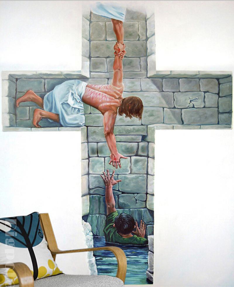 

Wallpapers The Custom 3D Murals,men In Cross To Save Child Water,living Room Sofa TV Wall Bedroom Paper, Embossed