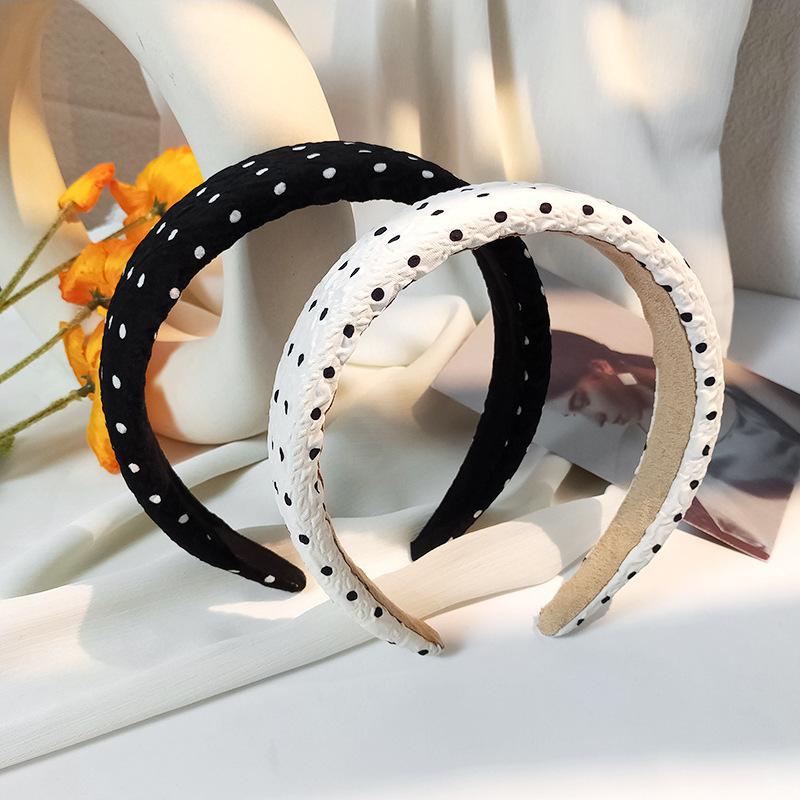 

Hair Clips & Barrettes Wave Point Band Korean Version Of Black Wide-Brimmed Sponge Headband Women's Fashion Retro Accessories, Golden;silver