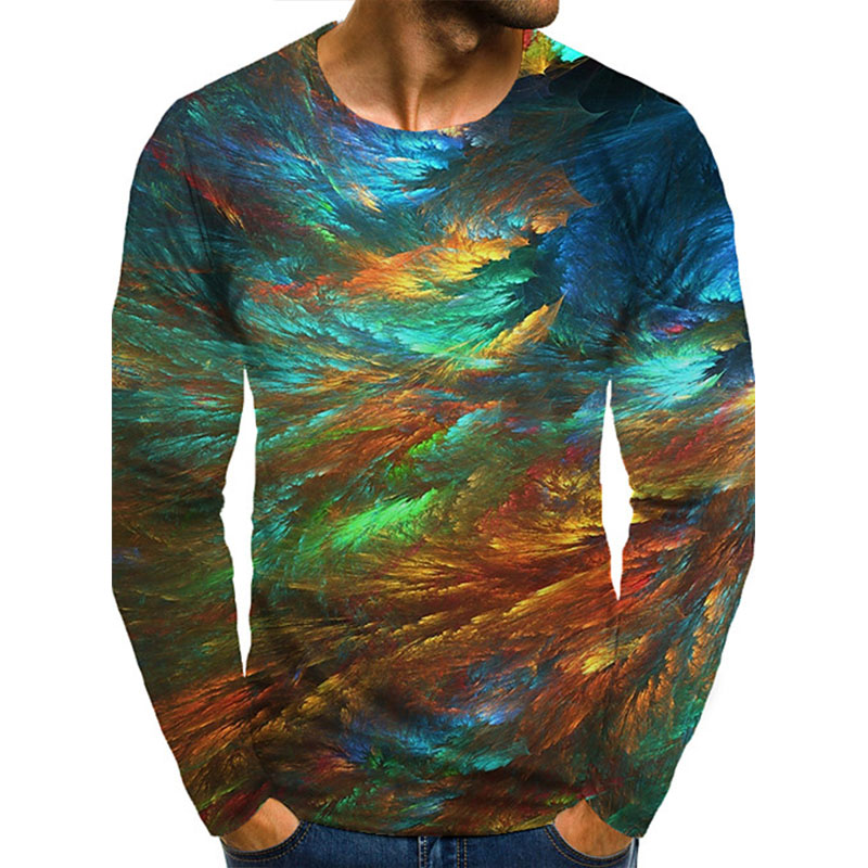 

Surging 3D printed T-shirt visual impact party top Street style round neck High-quality long-sleeved graphic optical illusion XL printing daily top, White;black