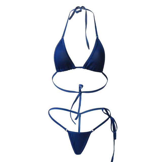 micro bikini Sexy Sling Solid color Triangle Lace Thong girl Beach spa swimwear women swimsuit biquini bikinis monokini-image-671973244