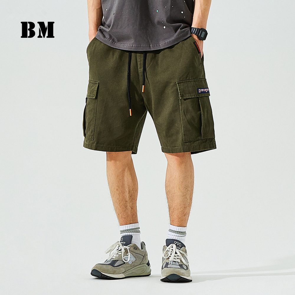 

Men's Shorts 2021 Summer High Quality Casual Cargo Japanese Streetwear Harajuku Overalls Men Clothing Fashion Sports Pants Male YG, Army green