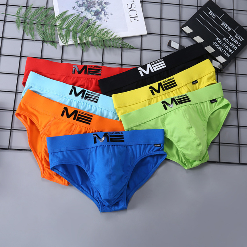 

straight cotton underwear youth breathable 3d embossed briefs personality trendy men's cotton shorts, White;black