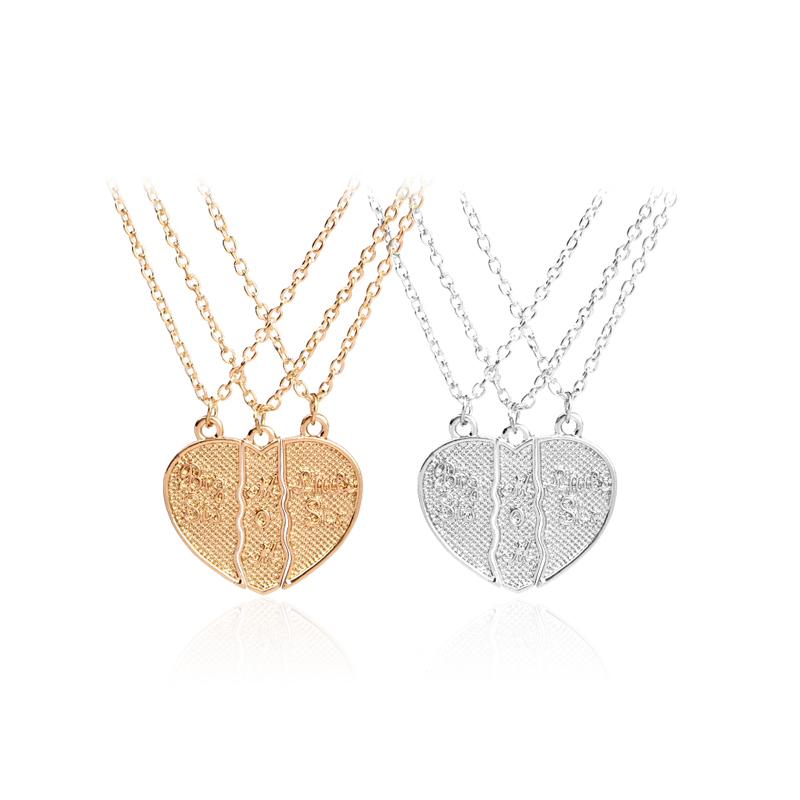 

Pendant Necklaces 3pcs Broken Heart Shaped Hand Stamp "little Sis Mom Big Sis" Necklace Family Jewelry Special Gift For Mother Day