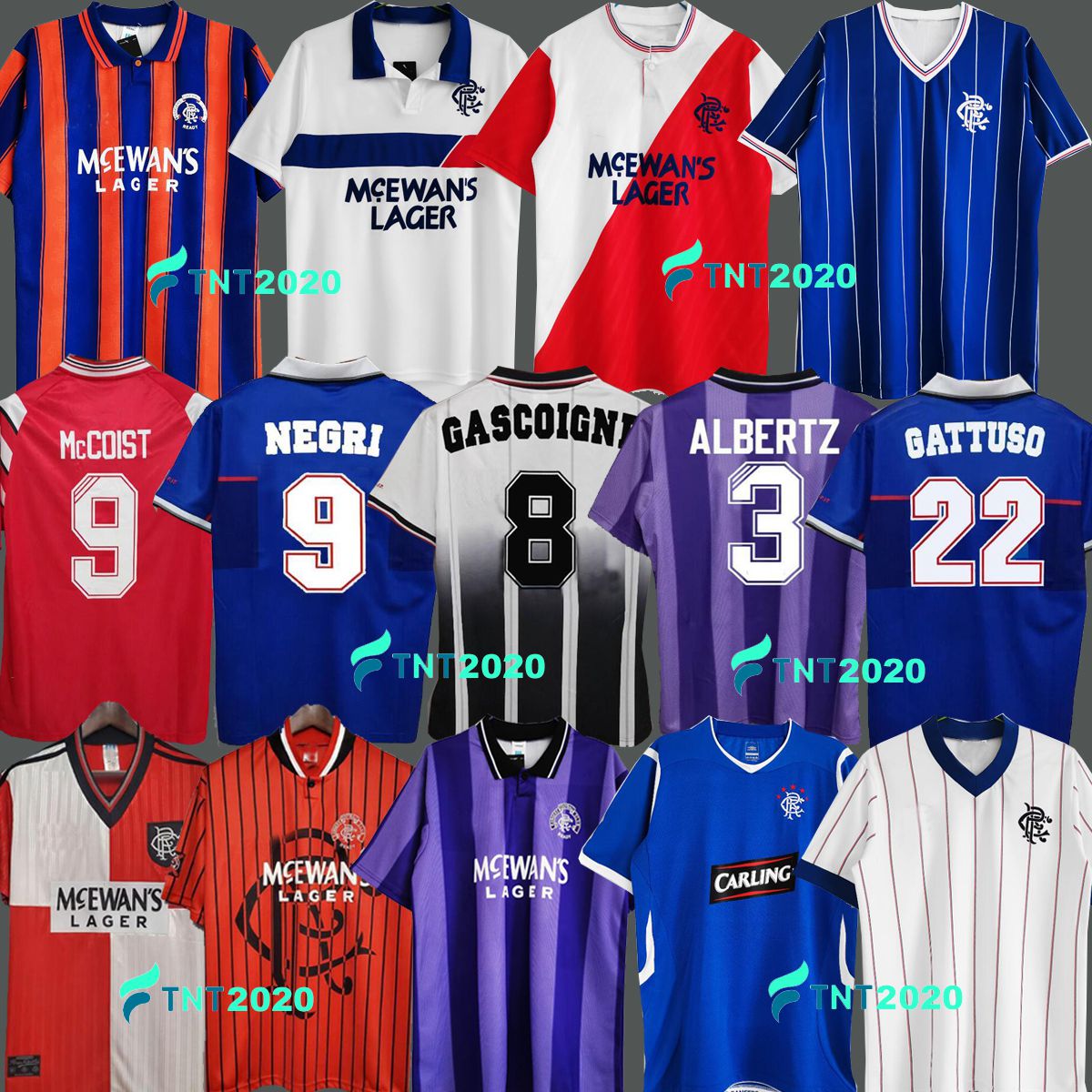 

1994 1982 1983 Glasgow rangers vintage Soccer Jersey 1987 1988 90 92 94 96 97 99 01 Retro jerseys red white blue Third away NEGRI ALBERTZ football Shirt kits Uniforms, 20-21 away kids