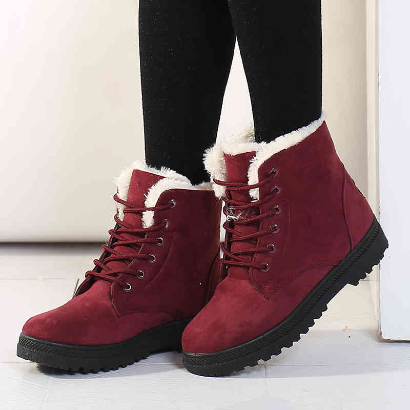 

Women Boots Winter Ankle Boots For Women Winter Shoes Female Snow Boots Botas Mujer Warm Plush Shoes Woman Plus Size 44 K78, Black
