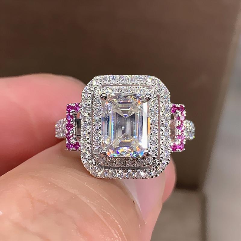 Wedding Rings Huitan Full Zircon Bridal Finger-ring Romantic White/Rose Red CZ Design Luxury Engagement For Women Exquisite Gift-image-707393361