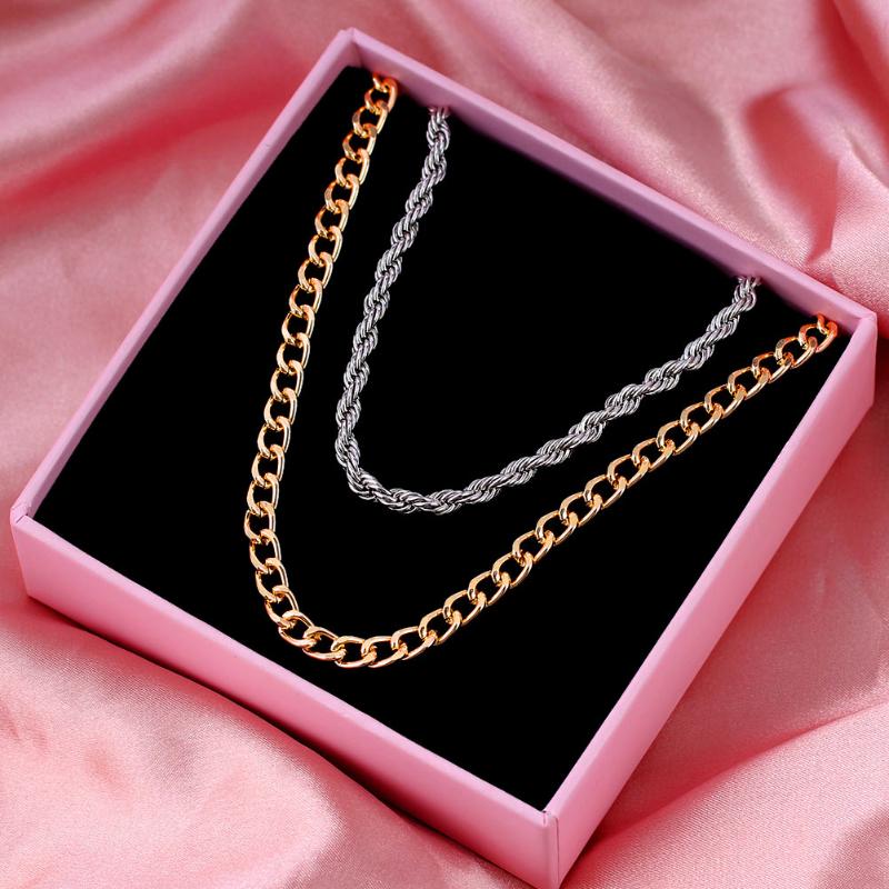 

Chains Punk Hip Hop Minimalism Twisted Chain Necklace For Woman Metal Multilayer Clavicle Choker Jewelry Party Gift