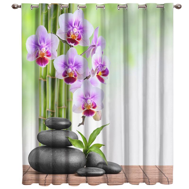 

Curtain & Drapes Bamboo Orchid Zen Window Blinds Living Room Bathroom Bedroom Decor Print Panels With Grommets Curtains Kids