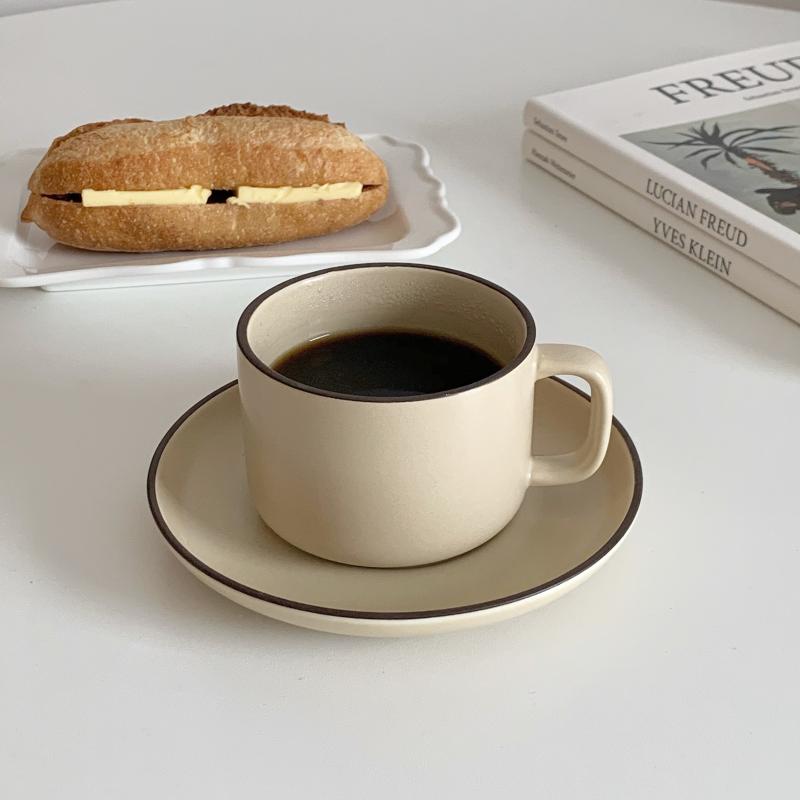 

Cups & Saucers Vintage Ceramic Coffee Mug Set 250ML Espresso With Tea Cup Home Kitchen Party Drinkware Creative Gifts