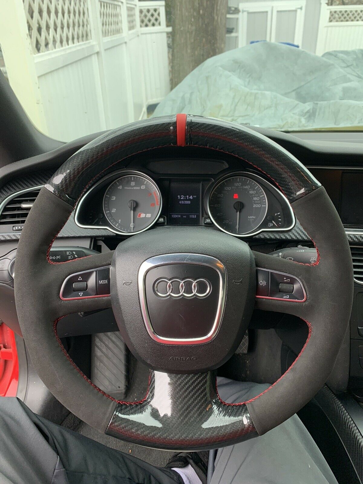 

For Audi S5 Steering Wheel Cover Carbon Fiber/ Suede