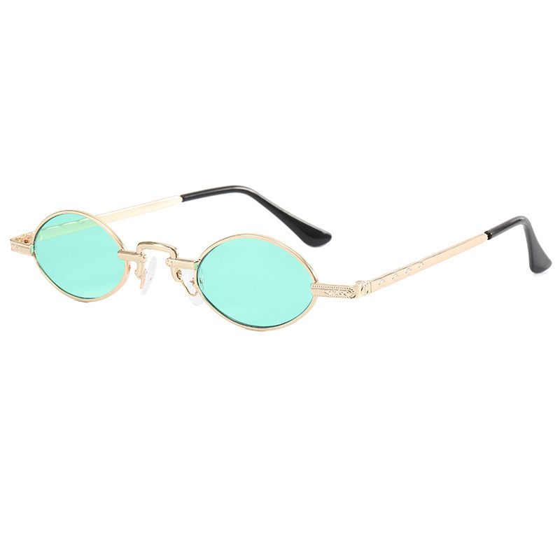 

Green Blue Steam Punk Women of sunglasses Retro Small frame Art Metal tip Oval Lila Red Yellow sunglasses Men hip hop glasses Glasses wholesale, White;black
