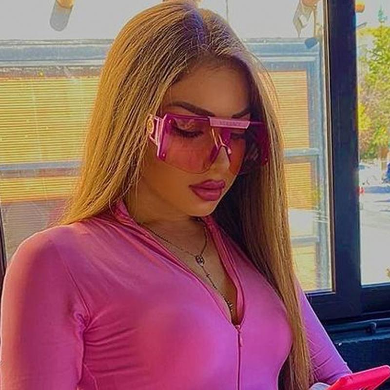 

Sunglasses 2021 Luxury One Piece Shield For Women Vintage Rimless Oversize Square Sun Glasses Female Purple Shades Men