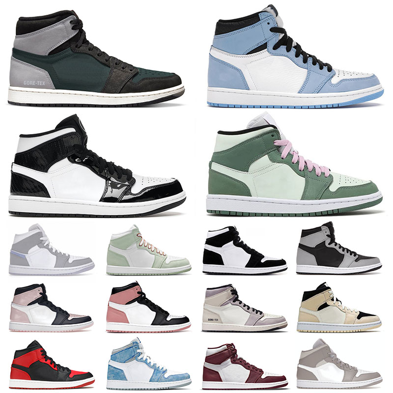 

Designer Original Jumpman 1 Basketball Shoes University Blue 1s High OG Dark Mocha Mid Carbon Fiber Dutch Green Pink Mens Womens Mid Trainers Sports Sneakers, # wolf grey aluminum 36-46 90