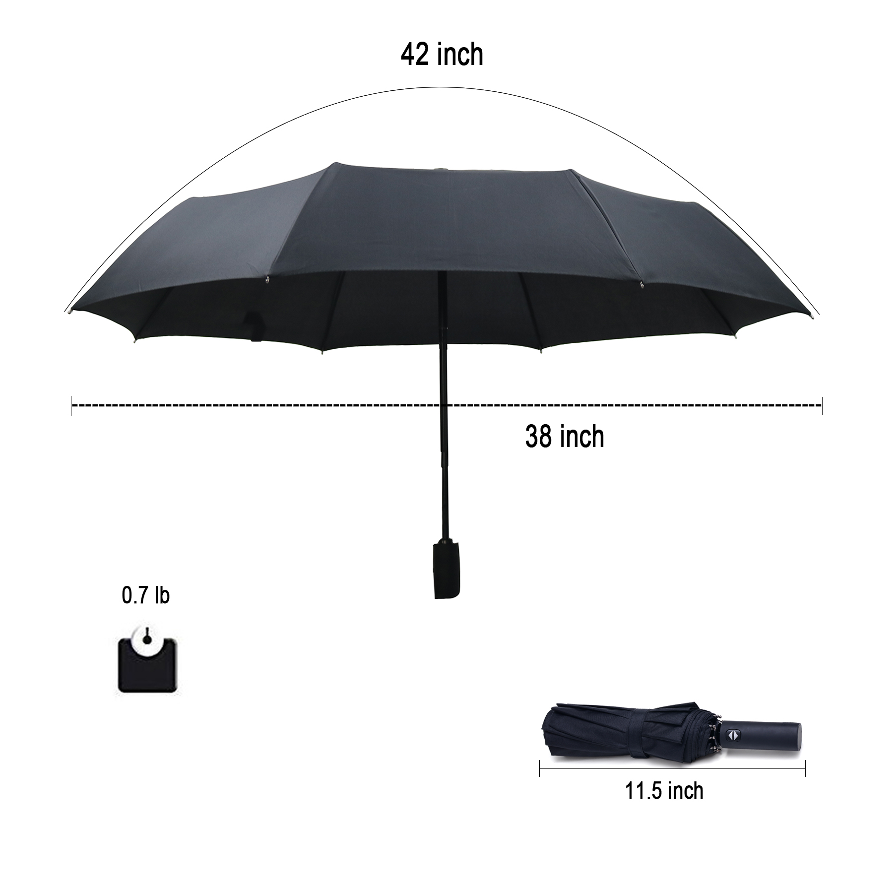 

PF Small Folding Backpack Umbrella for Rain - Men and Women, Grey