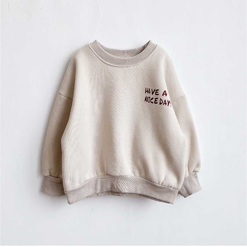 

Children's western style Korean fleece clothes winter girls baby thickened plus velvet letters cotton swea 211110, Yellow