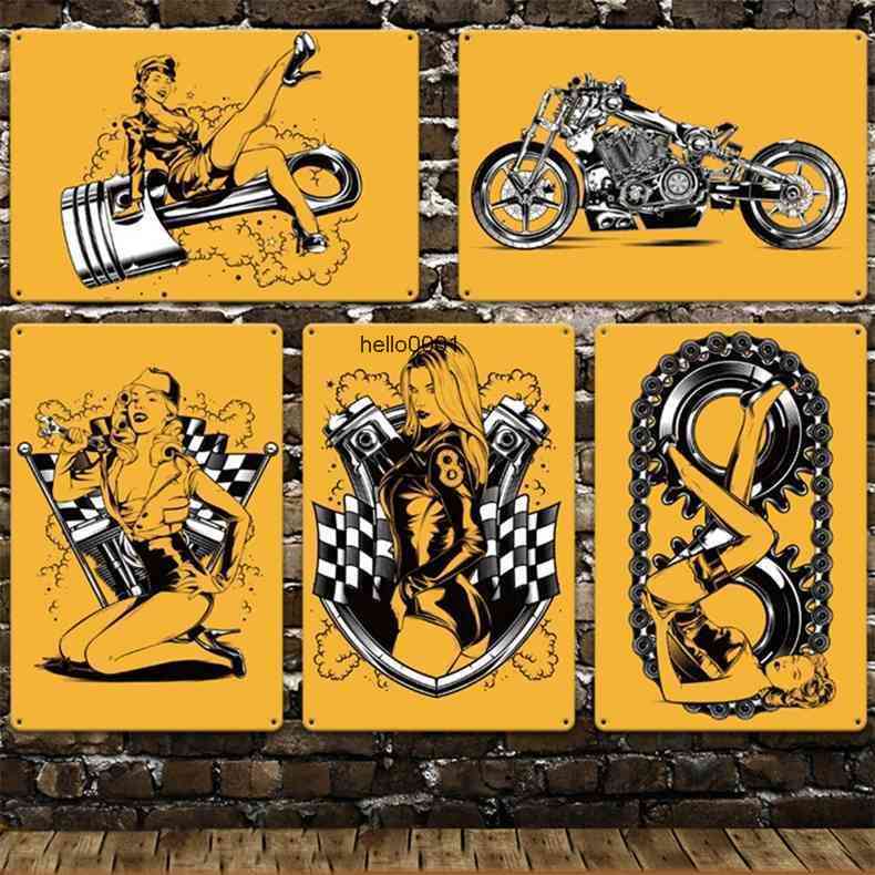 

Sexy Lady Motorcycle Style Signs Vintage Wall Plaque Decor Pub Cafe Garage Home Metal Tin Sign Art Cartoon Printing Plate Postera