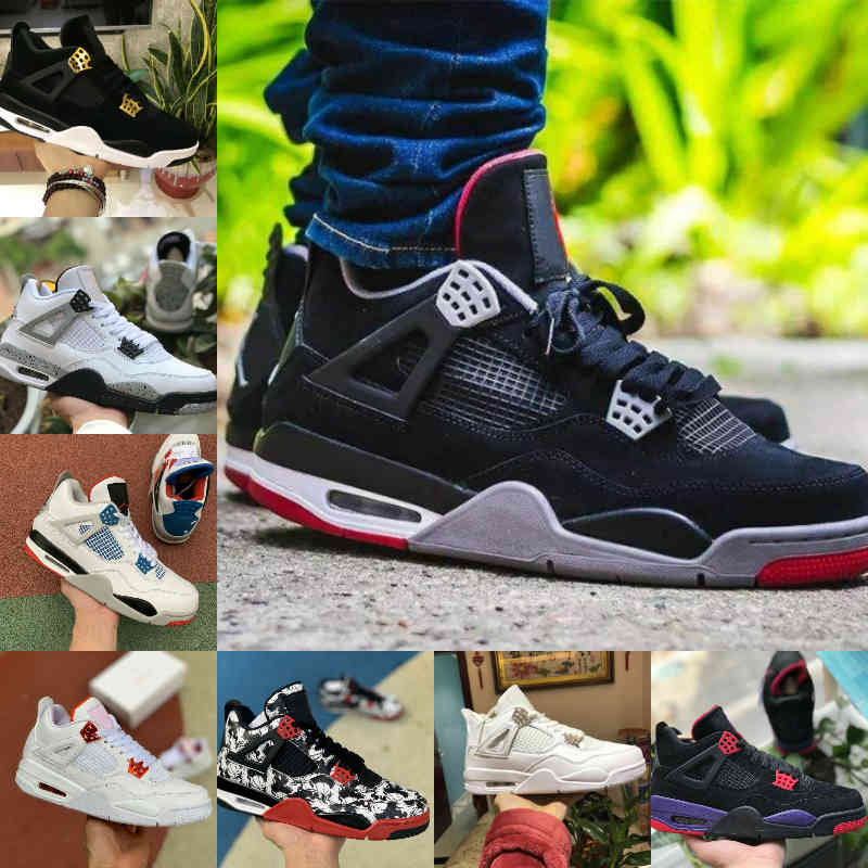 

2021 Bred Black Cat 4 4s Basketball Shoes Men Mens White Cement Tattoo NRG Raptors Encore Royalty Wings Fire Red Singles Designer Sneakers, X001