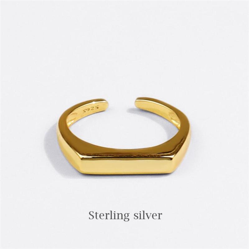 

Cluster Rings Sole Memory Geometric Smooth Shiny Simple 925 Sterling Silver Female Resizable Opening SRI766, Golden;silver