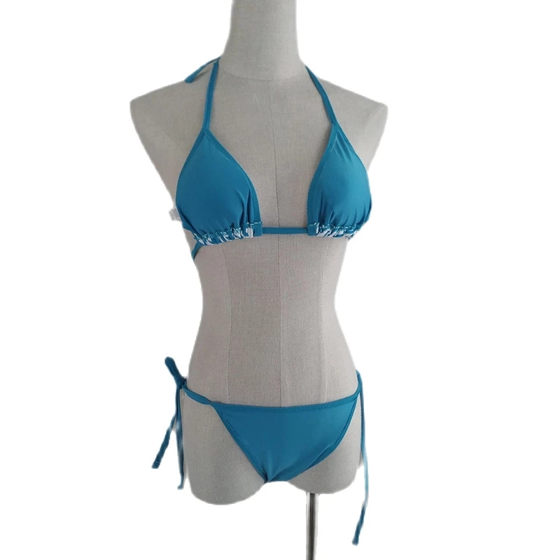 

Swimwear For Women 2022 New Bikini Triangle Swimsuit Set Beachwear Swim Suit Ladies Sexy letters Print Polyester, Blue