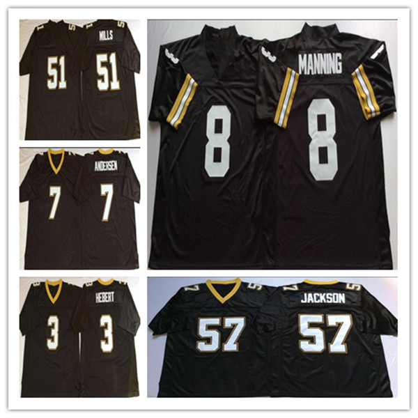 

Man Ncaa Vintage College Football Jerseys 8 Archie Manning 57 Rickey Jackson 7 Morten Andersen 3 Bobby Hebert 51 Sam Mills Black Stitched Shitrs, As pic