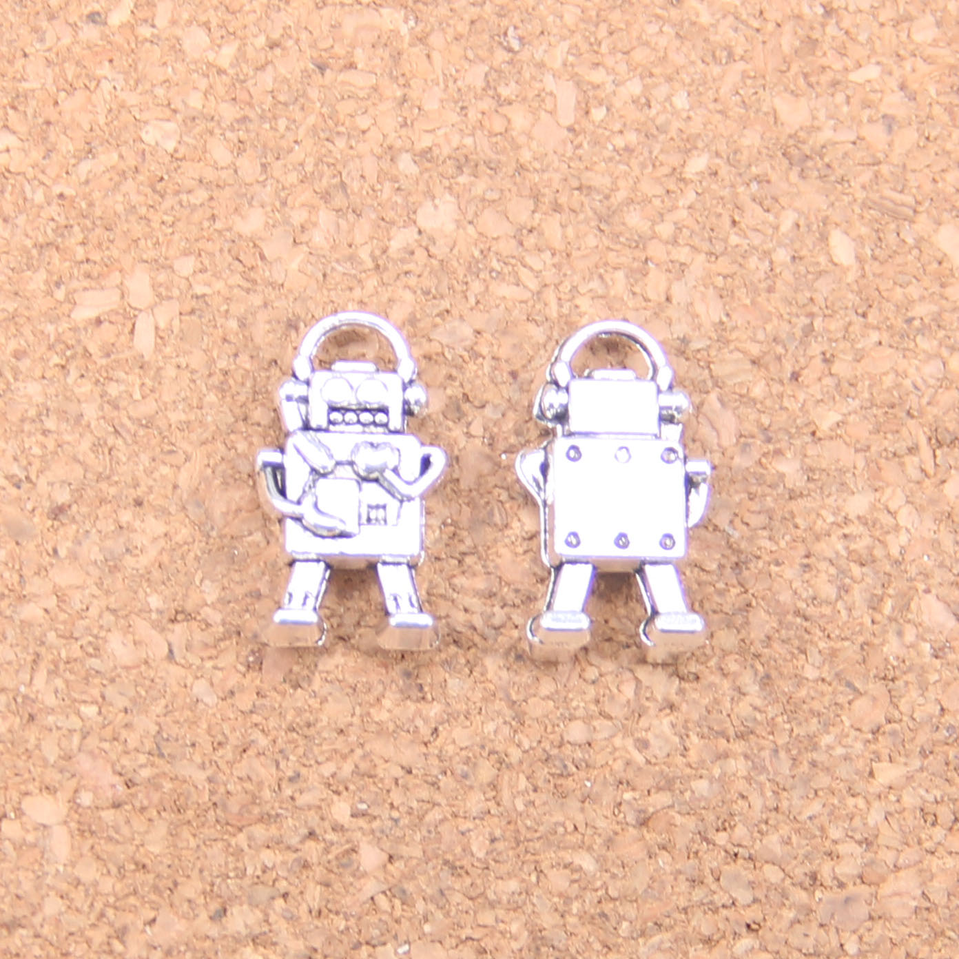 

85pcs Antique Silver Bronze Plated mechanic robot Charms Pendant DIY Necklace Bracelet Bangle Findings 17*9mm, Bronze;silver