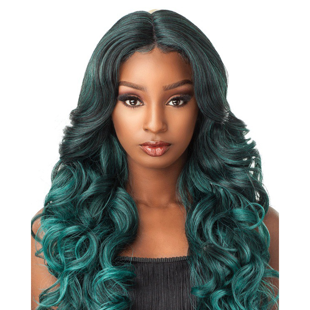 

WoodFestival green wig long curly synthetic natural wavy wigs black ombre hair women fashion, Ombre color