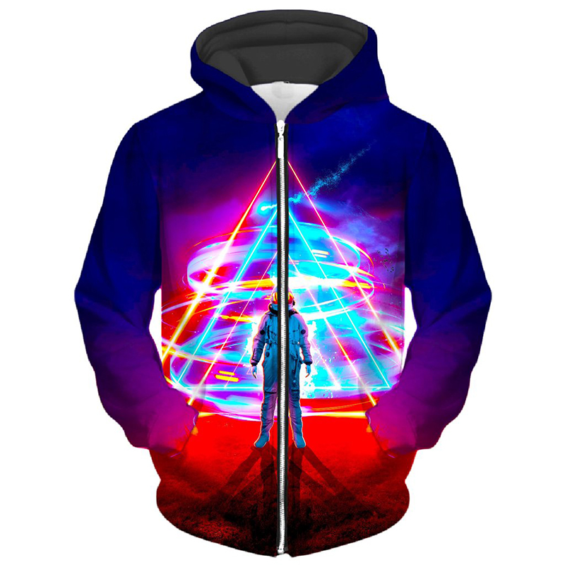

Electronic sound pattern men s Zip-up Hoodie visual impact party top punk goth round neck high quality sweatshirt hoodie, Black