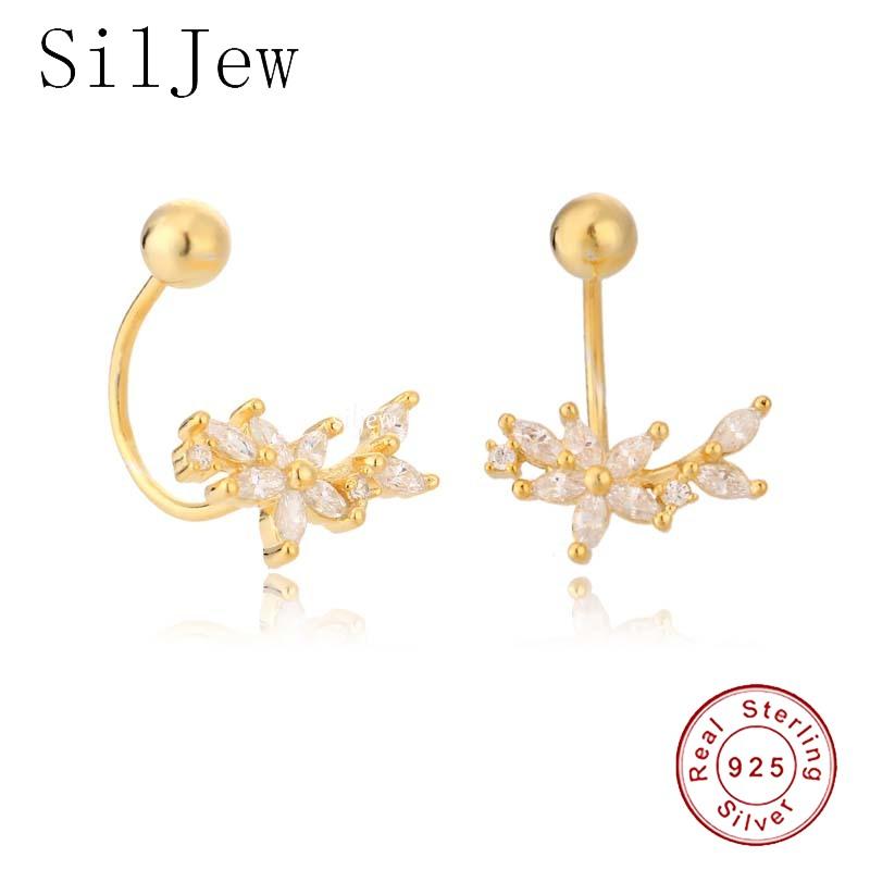 

Hoop & Huggie SilJew 925 Sterling Silver Gold Beads Thread Circle Loops Women Fine Jewelry Luxury Clips Wedding Party Special Jewels Gift 20