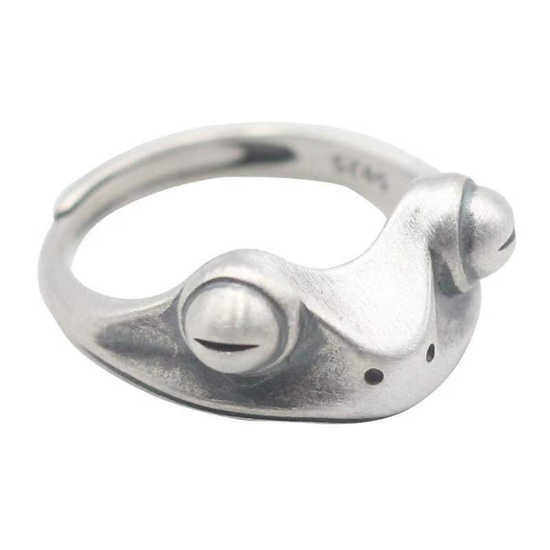 

Metal Frog Ring Neutral Personality Creative Cute Animal Red Garnet Frog Open Adjustable Rings Finger Jewelry Party Lover Gift