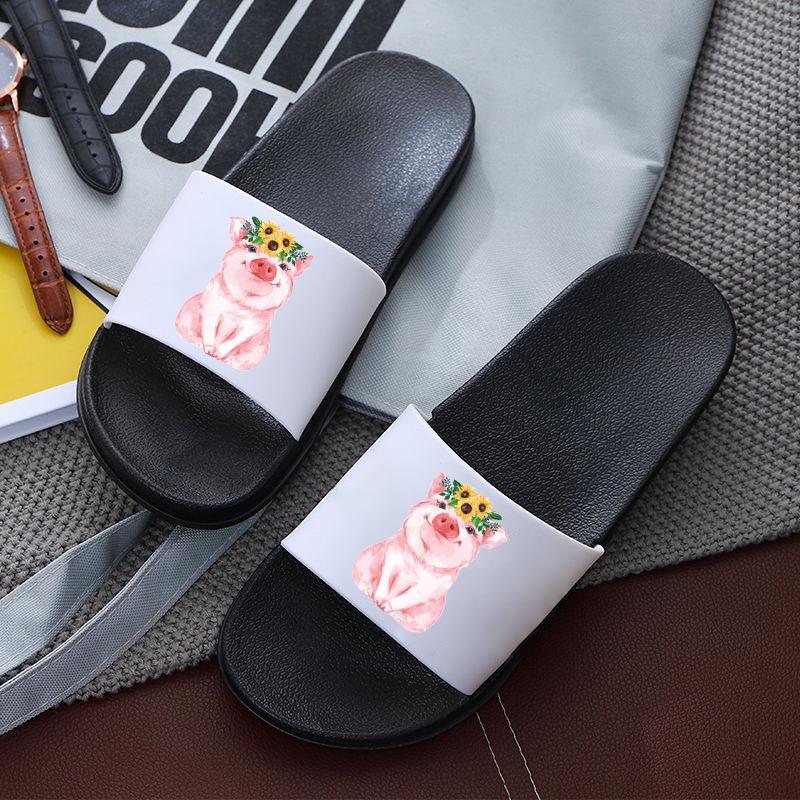 

Summer Kawaii Cartoon Flower Animal Print Women Slippers 90's Girls Harajuku Style Fashion Slide Sandals Female Slippers, Black