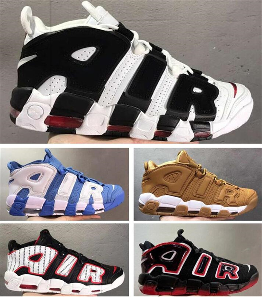 

Newest More UPtEmP0s SUPTeMPOs Men women Basketball Shoes PRM Premium Wheat Gold MetaAllic Tri-colouRS 3M PippEn Sneakers Cheap