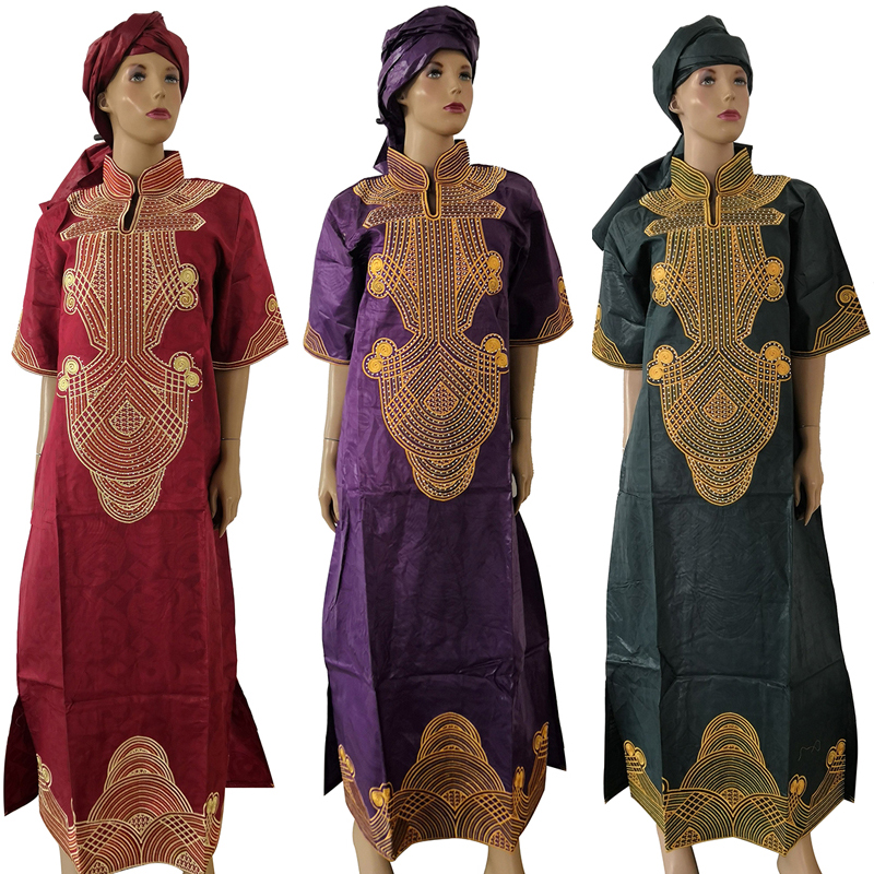 

2021boubou africain femme plus size women maxi dress embroidery pattern with crystal shiny dress ladies wedding party dress s2573, Red