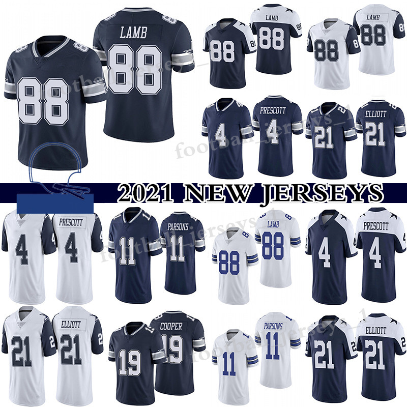 

88 CeeDee Lamb 4 Dak Prescott football jersey Ezekiel Elliott 11 Micah Parsons DallasCowboysAmari Cooper Men's Stitched Limited Jerseys, Navy blue