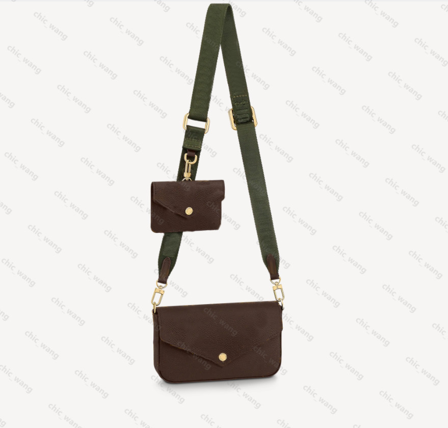 

High quality Luxurys designer bag handbags tote Genuine Leather purses men free FÉLICIE STRAP GO Fashion Women's famous Small Shoulder Bags Chain Crossbody handbag, Green