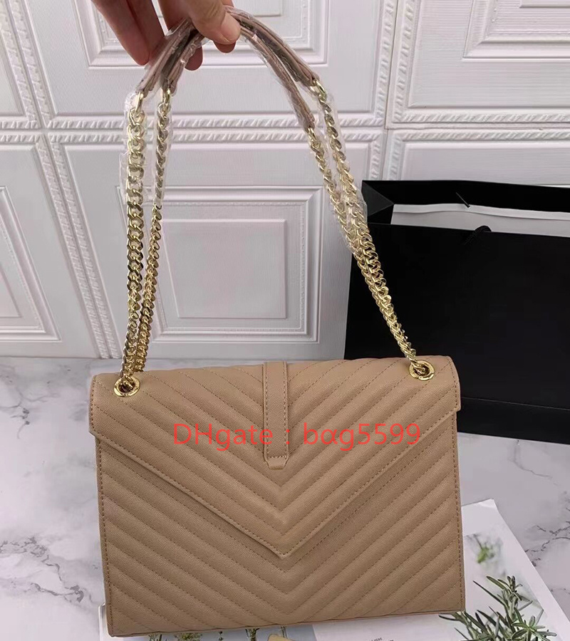 

2021 Luxury Designers Women Bag V-Type Fashion Messenger Shoulder Wallet High Quality Leather Handbag Golden Chain, Box