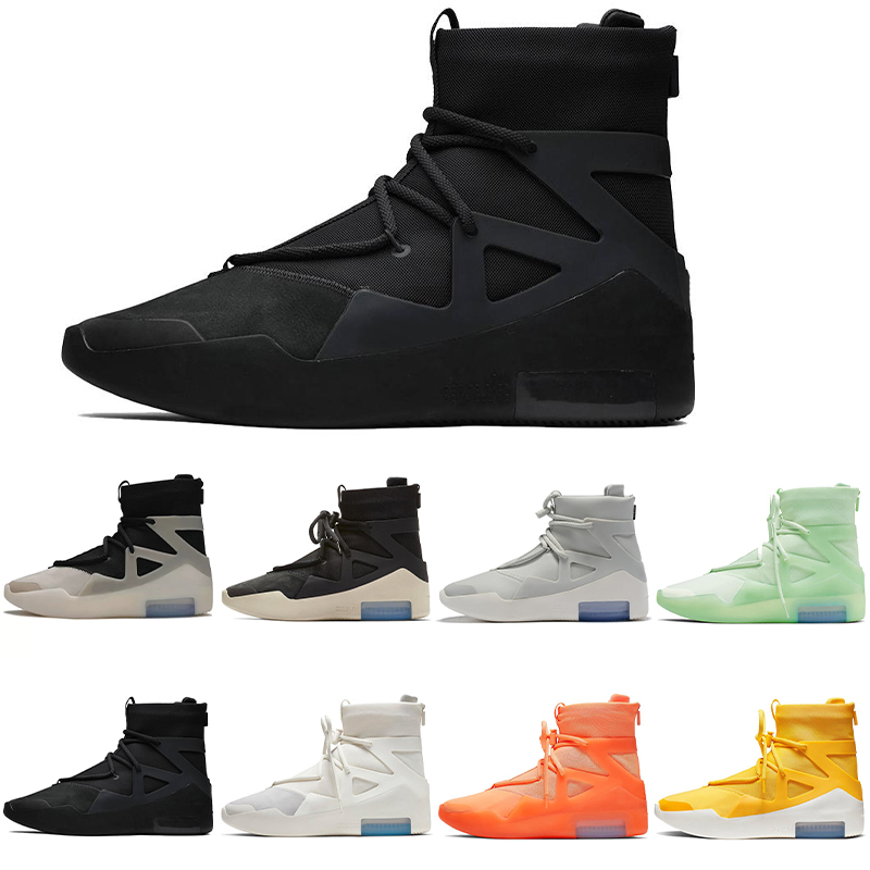 

2021 Fear Of God X 1 Mens Basketball Shoes Triple Black String The Question Amarillo Orange Pulse Frosted Spruce Grey Sail Men Sports Sneakers Trainers, #9 sail 40-45