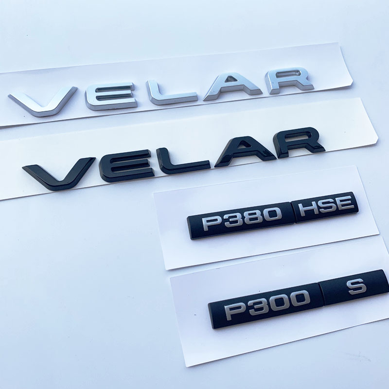 

P250 P300 P380 P400e D180 D240 D300 S SE HSE R-DYNAMIC Bar Emblem for Range Rover VELAR Letter Car Styling Trunk Logo Sticker, Colour